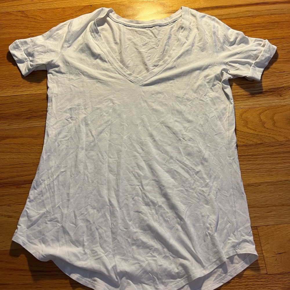 Classic White V-Neck Women's Top